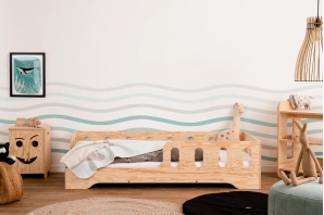 Einzelbett für Kinder mit Rausfallschutz und Lattenrost TILA 1 Montessori Holz