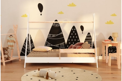 Hausbett für Kinder mit Rausfallschutz und Lattenrost TIPI Kiefer