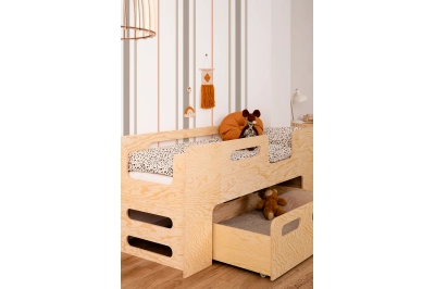 Kinderbett mit Schublade und Lattenrost PIPI Montessori Holz