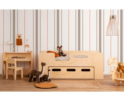 Kinderbett mit Schublade und Lattenrost PIPI Montessori Holz