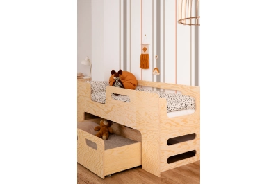 Kinderbett mit Schublade und Lattenrost PIPI Montessori Holz