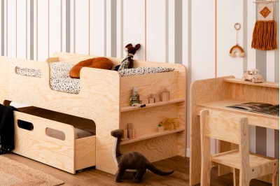 Kinderbett mit Schublade und Lattenrost PIPI Montessori Holz