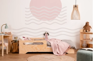 Einzelbett für Kinder mit Rausfallschutz und Lattenrost TILA 3 Montessori Holz