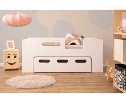 Kinderbett mit Schublade und Lattenrost PIPI Montessori Holz
