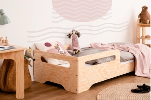 Einzelbett für Kinder mit Rausfallschutz und Lattenrost TILA 3 Montessori Kiefer