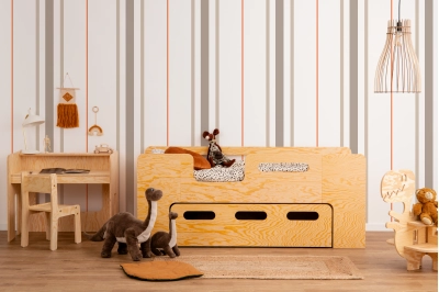 Kinderbett mit Schublade und Lattenrost PIPI Montessori Holz