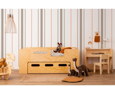 Kinderbett mit Schublade und Lattenrost PIPI Montessori Holz