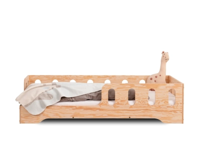 Einzelbett für Kinder mit Rausfallschutz und Lattenrost TILA 1 Montessori Holz
