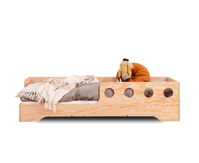 Einzelbett für Kinder mit Rausfallschutz und Lattenrost TILA 5 Montessori Holz