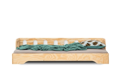Einzelbett für Kinder mit Rausfallschutz und Lattenrost Sofa TILA 1S Montessori Holz