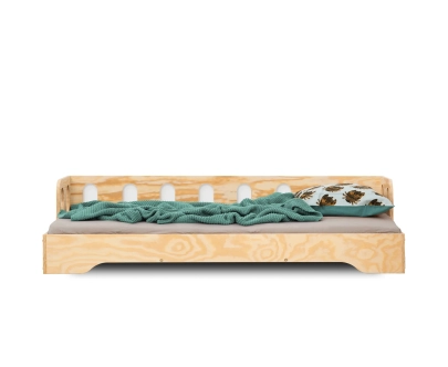 Einzelbett für Kinder mit Rausfallschutz und Lattenrost Sofa TILA 1S Montessori Holz