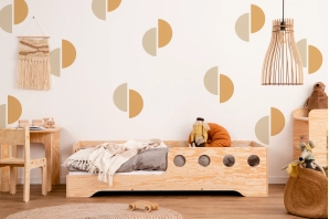 Einzelbett für Kinder mit Rausfallschutz und Lattenrost TILA 5 Montessori Holz