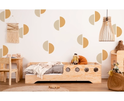 Einzelbett für Kinder mit Rausfallschutz und Lattenrost TILA 5 Montessori Holz