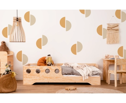 Einzelbett für Kinder mit Rausfallschutz und Lattenrost TILA 5 Montessori Holz