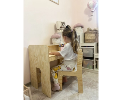 Kinderschreibtisch mit Stuhl Set MIMI BRK Montessori Holz