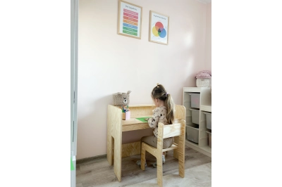 Kinderschreibtisch mit Stuhl Set MIMI BRK Montessori Holz