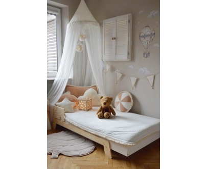 Einzelbett für Kinder mit Rausfallschutz und Lattenrost PUZZLE BR1 Montessori Holz