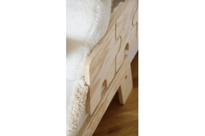 Einzelbett für Kinder mit Rausfallschutz und Lattenrost PUZZLE BR1 Montessori Holz