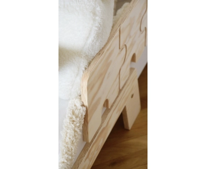 Einzelbett für Kinder mit Rausfallschutz und Lattenrost PUZZLE BR1 Montessori Holz