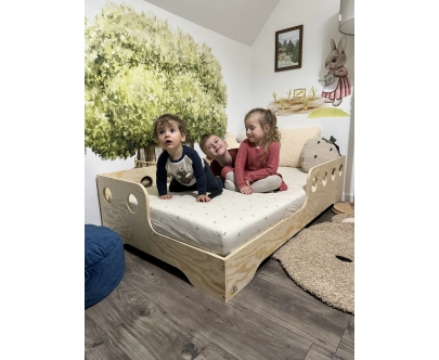 Einzelbett für Kinder mit Rausfallschutz und Lattenrost TILA 5 Montessori Holz