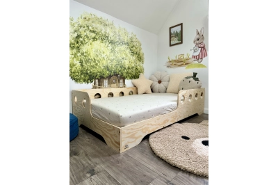 Einzelbett für Kinder mit Rausfallschutz und Lattenrost TILA 5 Montessori Holz