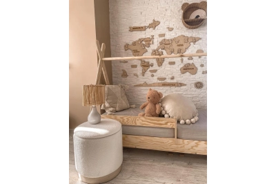 Hausbett für Kinder mit Rausfallschutz und Lattenrost TIPI Montessori Holz