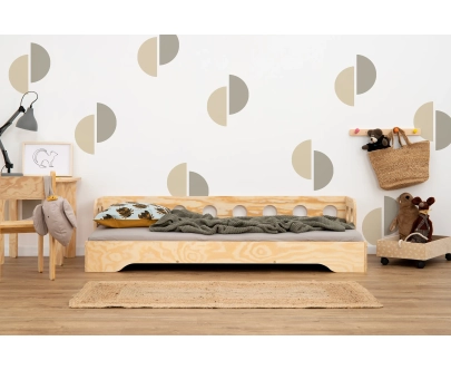 Einzelbett für Kinder mit Rausfallschutz und Lattenrost Sofa TILA 5S Montessori Holz
