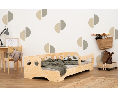 Einzelbett für Kinder mit Rausfallschutz und Lattenrost Sofa TILA 5S Montessori Holz