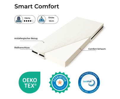 Schaumstoffmatratze für Kinder 12 cm mittlerer Härtegrad (H2)