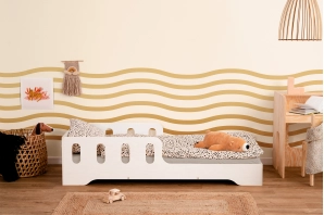 Einzelbett für Kinder mit Rausfallschutz und Lattenrost TILA 6 Montessori Holz