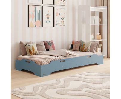 Bodenbett für Kinder mit Rausfallschutz und Lattenrost TILA 8 Montessori Holz