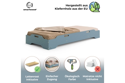 Bodenbett für Kinder mit Rausfallschutz und Lattenrost TILA 8 Montessori Holz