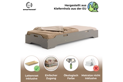 Bodenbett für Kinder mit Rausfallschutz und Lattenrost TILA 8 Montessori Holz