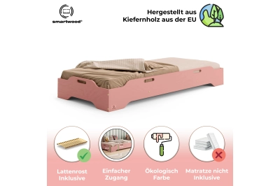 Bodenbett für Kinder mit Rausfallschutz und Lattenrost TILA 8 Montessori Holz