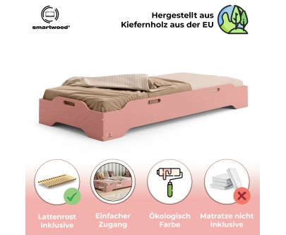 Bodenbett für Kinder mit Rausfallschutz und Lattenrost TILA 8 Montessori Holz