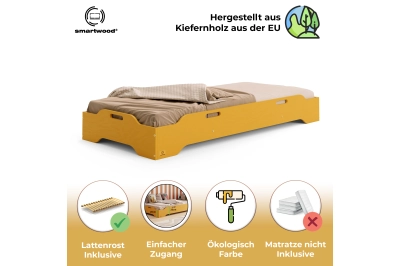 Bodenbett für Kinder mit Rausfallschutz und Lattenrost TILA 8 Montessori Kiefer