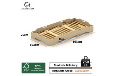 Bodenbett für Kinder mit Rausfallschutz und Lattenrost TILA 8 Montessori Holz
