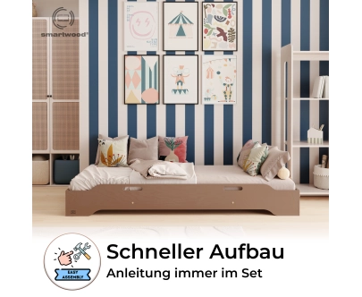 Bodenbett für Kinder mit Rausfallschutz und Lattenrost TILA 8 Montessori Holz