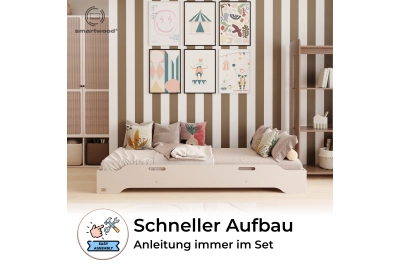 Bodenbett für Kinder mit Rausfallschutz und Lattenrost TILA 8 Montessori Kiefer