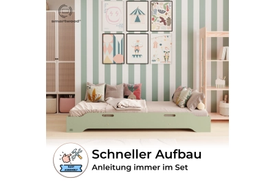 Bodenbett für Kinder mit Rausfallschutz und Lattenrost TILA 8 Montessori Kiefer