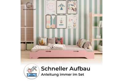 Bodenbett für Kinder mit Rausfallschutz und Lattenrost TILA 8 Montessori Kiefer