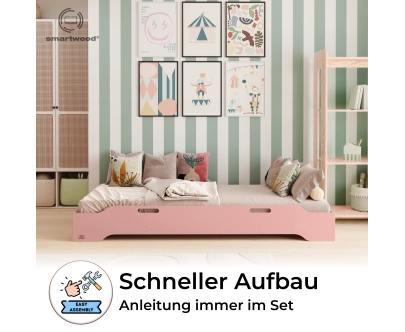 Bodenbett für Kinder mit Rausfallschutz und Lattenrost TILA 8 Montessori Holz