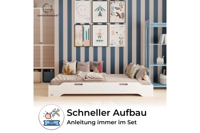 Bodenbett für Kinder mit Rausfallschutz und Lattenrost TILA 8 Montessori Kiefer