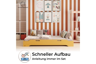 Bodenbett für Kinder mit Rausfallschutz und Lattenrost TILA 8 Montessori Kiefer