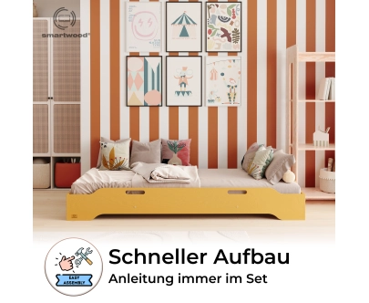 Bodenbett für Kinder mit Rausfallschutz und Lattenrost TILA 8 Montessori Holz