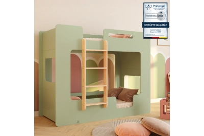 Etagenbett für Kinder mit Rausfallschutz und Lattenrost MIMI B Montessori Holz