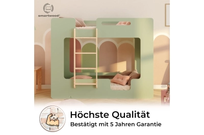 Etagenbett für Kinder mit Rausfallschutz und Lattenrost MIMI B Montessori Holz