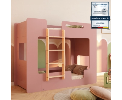 Etagenbett für Kinder mit Rausfallschutz und Lattenrost MIMI B Montessori Holz