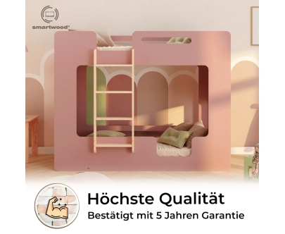 Etagenbett für Kinder mit Rausfallschutz und Lattenrost MIMI B Montessori Holz