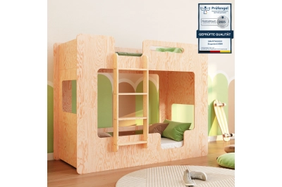 Etagenbett für Kinder mit Rausfallschutz und Lattenrost MIMI B Montessori Holz